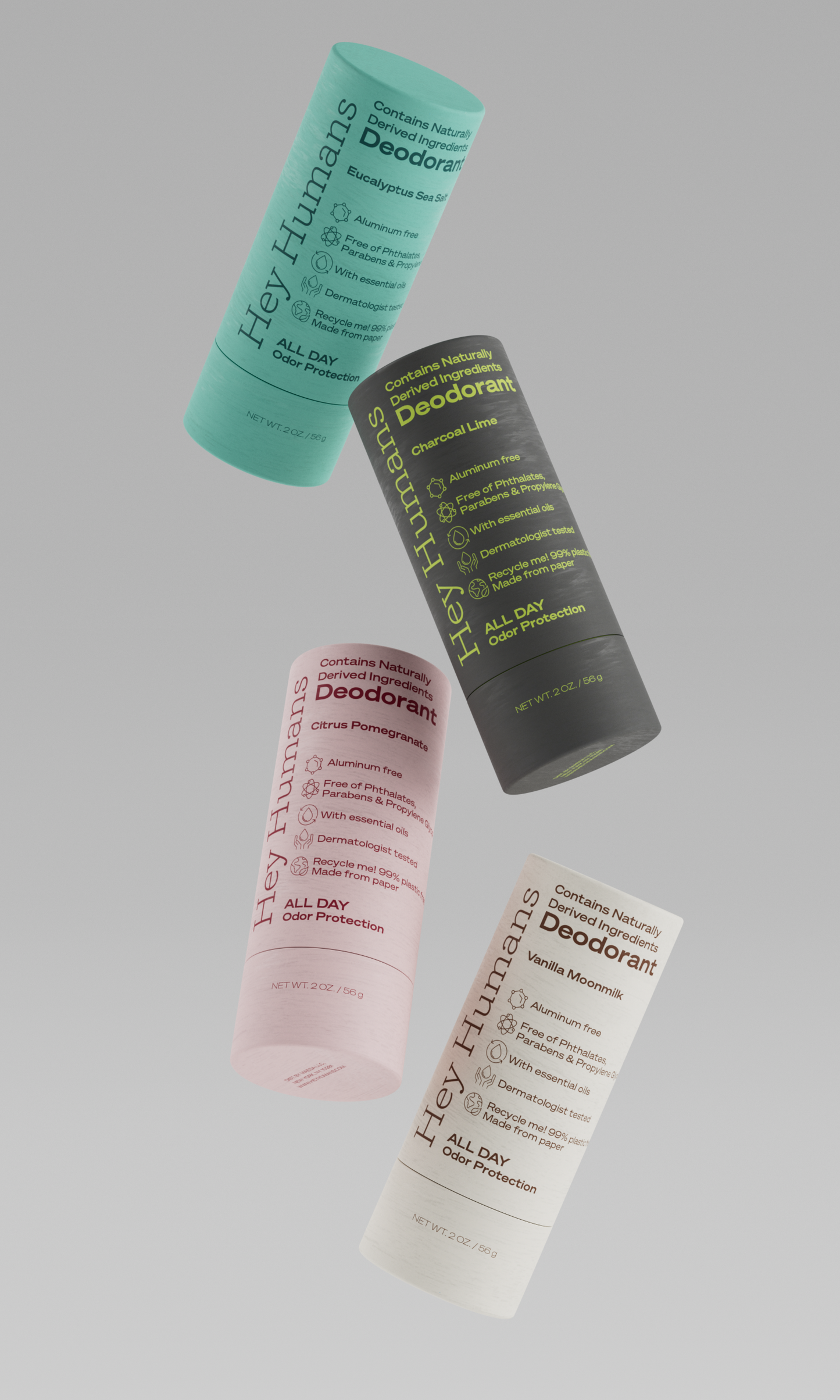 Starter Bundle of 4 New Hey Humans Deodorant Scents
