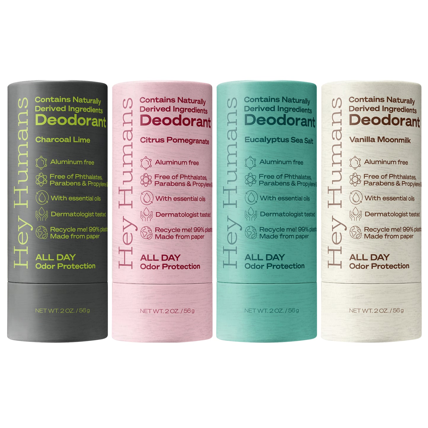 Starter Bundle of 4 New Hey Humans Deodorant Scents